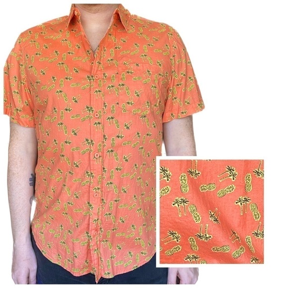 PUBLICOPINION - Medium Short Sleeve Button Up Pineapple Palm Tree - Picture 1 of 6